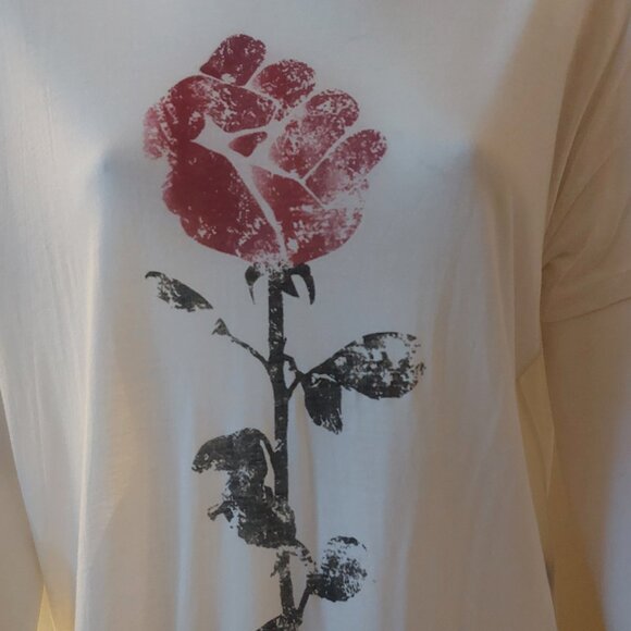 Kersh Sheer/Fine White T-shirt with Rose Fist Detail - Picture 6 of 13